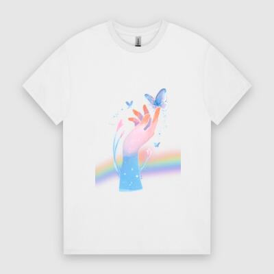 🌈 Reach for the Light – Butterfly & Rainbow T-Shirt 🌈 Thumbnail