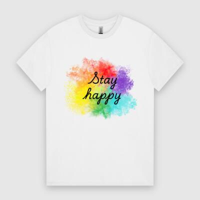 Stay Happy Rainbow T-Shirt – Positive Quote Graphic Tee 🌈 Thumbnail