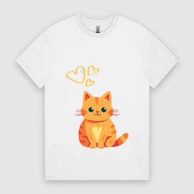 Cute Cat T-Shirt – Adorable Kitty with Hearts Graphic Tee Thumbnail