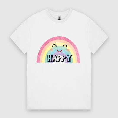 Happy Rainbow T-Shirt – Smiling Rainbow Positive Graphic Tee Thumbnail