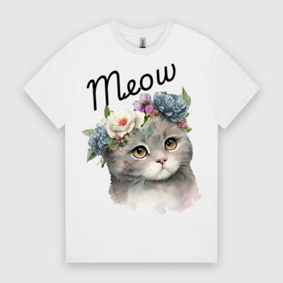 Floral Crown Cat – Watercolor Tee Thumbnail