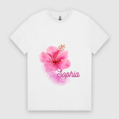 Sophia Hibiscus Tee – Tropical Pink Glow Thumbnail